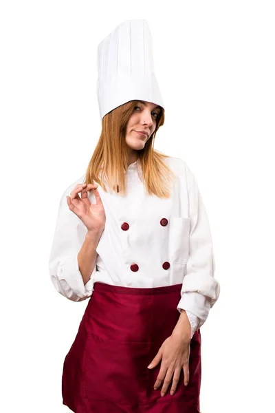 Beautiful chef woman proud of herself — Stock Photo, Image