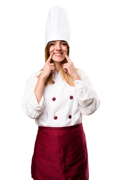 Feliz hermosa mujer chef — Foto de Stock