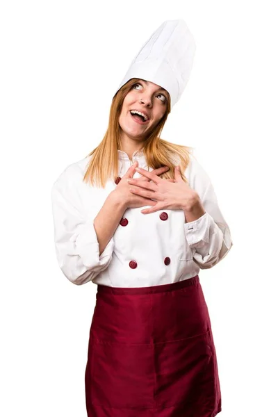 Prachtige chef-kok vrouw verliefd — Stockfoto