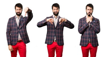  Set iyi giyinmiş adam kötü sinyal verme