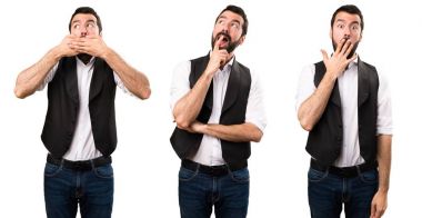 Cool adam sürpriz jest yapma kümesi