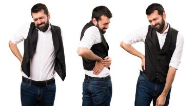 Sırt ağrısı ile serin adam kümesi