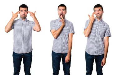 Yakışıklı adam intihar jest yapma kümesi