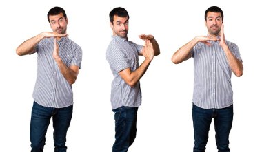 Yakışıklı adam zaman aşımı jest yapma kümesi