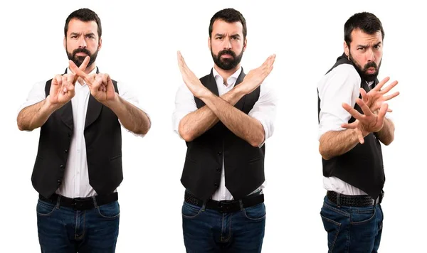 Conjunto de homem legal fazendo nenhum gesto — Fotografia de Stock