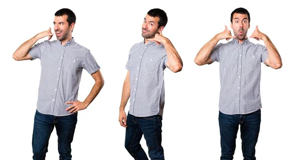 Set of Handsome man making phone gesture — Stock Photo, Image