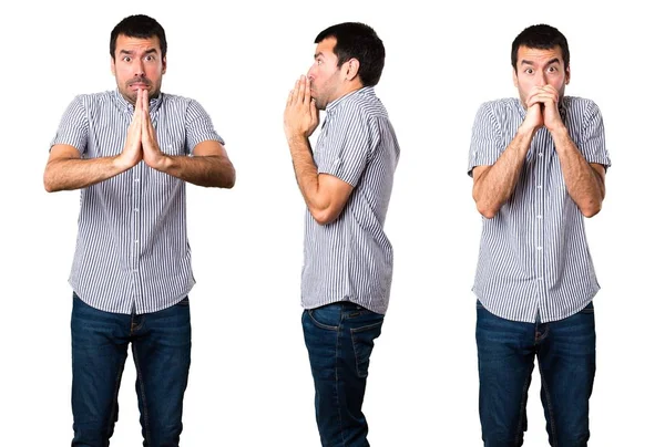 Conjunto de homem bonito implorando — Fotografia de Stock