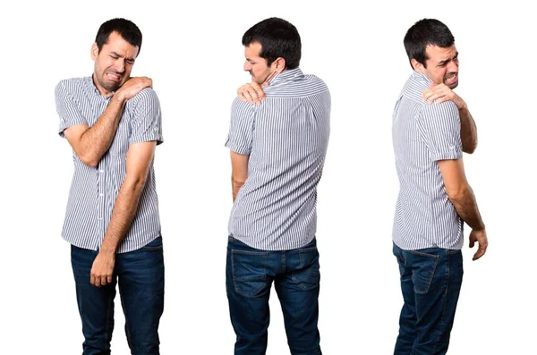 Set of Handsome man with shoulder pain — Stock Photo, Image