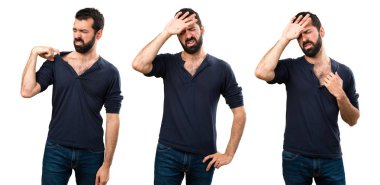 Ateşle sakallı yakışıklı adamın ayarla