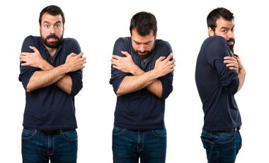 Sakallı yakışıklı adam buz gibi ayarla