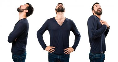 Ararken sakallı yakışıklı adam kümesi