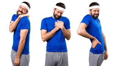 Kalp ağrısı, sırt ağrısı ve omuz ağrısı ile komik sporcu kümesi