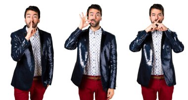 Sessizlik jest yapma ceket adamla