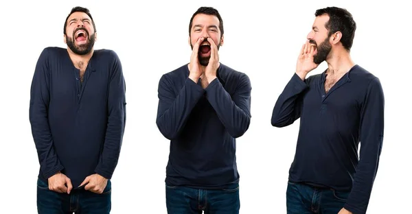 Sada pohledný muž s vousy křik — Stock fotografie