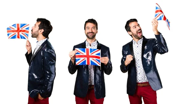 Mann mit Jacke und einer britischen Flagge — Stockfoto
