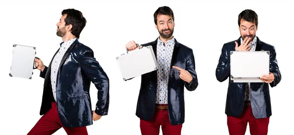 Man met jas houden van een werkmap — Stockfoto