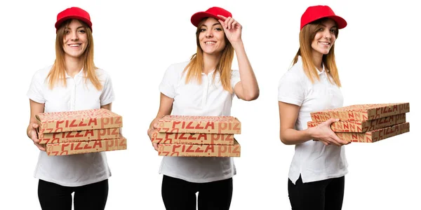 피자 배달 여자의 집합 — 스톡 사진