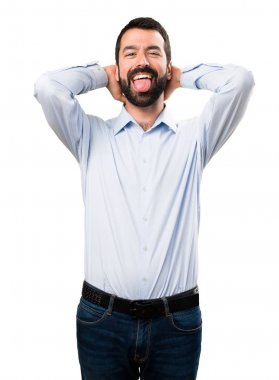 Espri sakallı yakışıklı adam