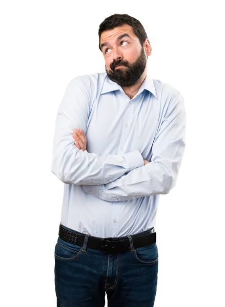 Handsome man with beard making unimportant gesture — Stock Photo, Image