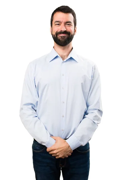 Homem bonito com barba com febre — Fotografia de Stock