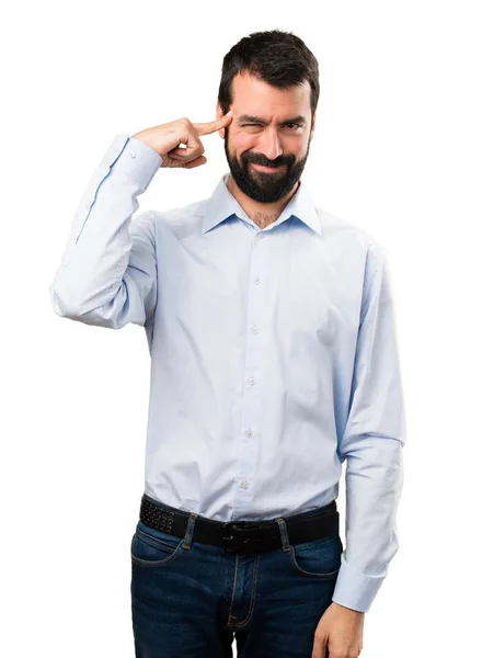 Homem bonito com pensamento de barba — Fotografia de Stock