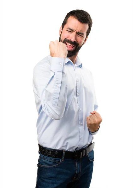 Apuesto afortunado con barba — Foto de Stock