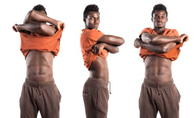 Studio poz güçlü siyah adam