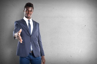 Siyah adam bir anlaşma üzerinde yapma dokulu arka plan