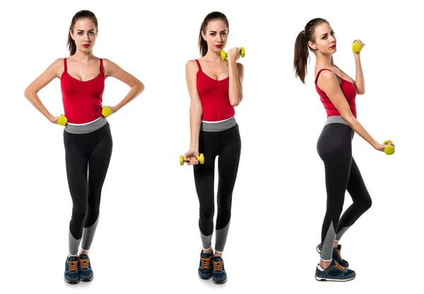 Pretty sport woman making weightlifting — Stock Photo, Image