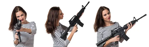 Hübsches junges Mädchen mit einer Pistole — Stockfoto