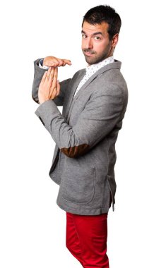 Zaman aşımı jest yapma yakışıklı adam arka plan izole