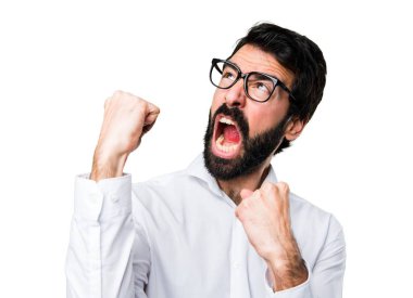 Gözlüklü şanslı yakışıklı adam