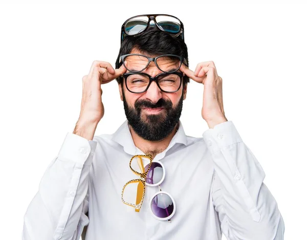Frustrated handsome man with glasses — Stock Photo, Image