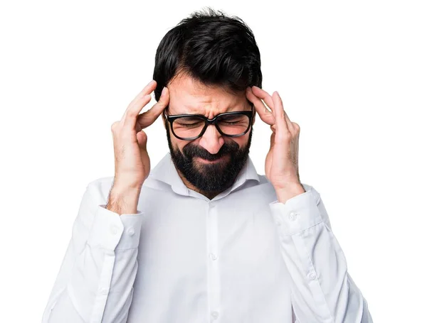 Frustrated handsome man with glasses — Stock Photo, Image
