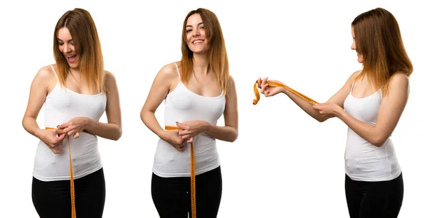 Set di donna Slim con metro a nastro — Foto Stock