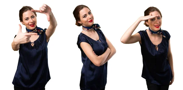 Set of Pretty stewardess with her arms crossed — Stock Photo, Image