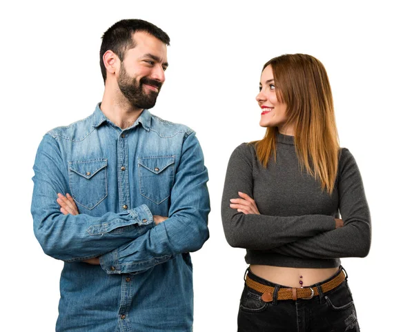 Man and woman with their arms crossed — Stock Photo, Image