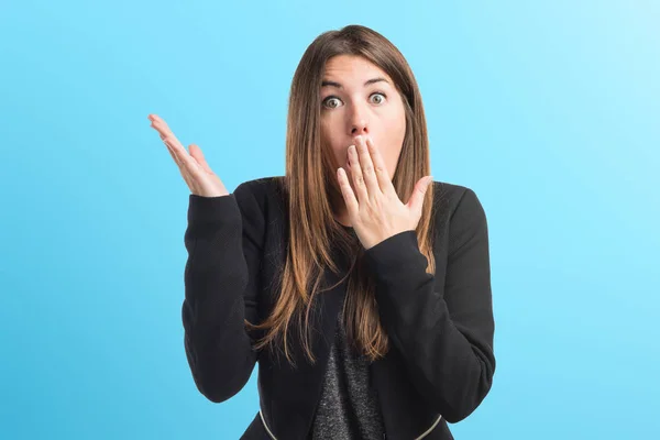 Girl doing surprise gesture — Stock Photo, Image