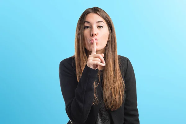 Girl making silence gesture — Stock Photo, Image