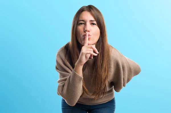 Girl making silence gesture — Stock Photo, Image