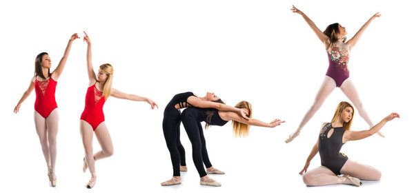 Две девушки танцуют балет
