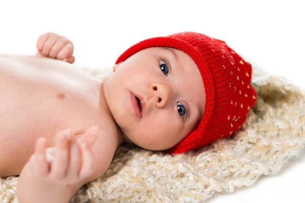 Cute newborn baby with a cap — Stock Photo, Image