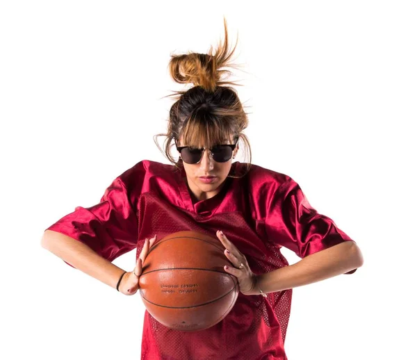 Young Sport woman on white — Stock Photo, Image