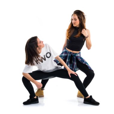 Sokak dansı dans iki genç kız