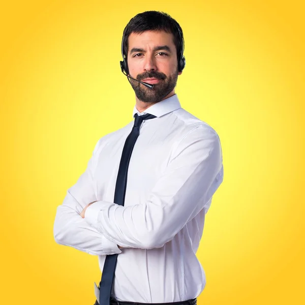 Young man with a headset — Stock Photo, Image