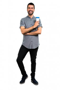 Yakışıklı adam götürmek için kahve holding