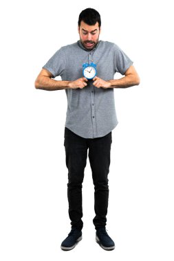 Yakışıklı adam Vintage saat tutan