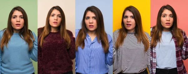 Conjunto Mujer Haciendo Gesto Dudas — Foto de Stock