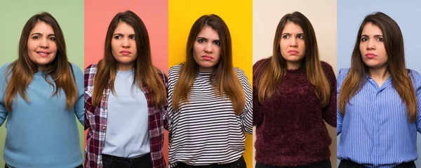 Conjunto Mujeres Infelices Por Entender Algo — Foto de Stock