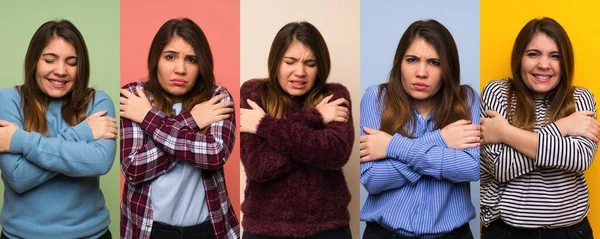 Set Woman Freezing — Stock Photo, Image